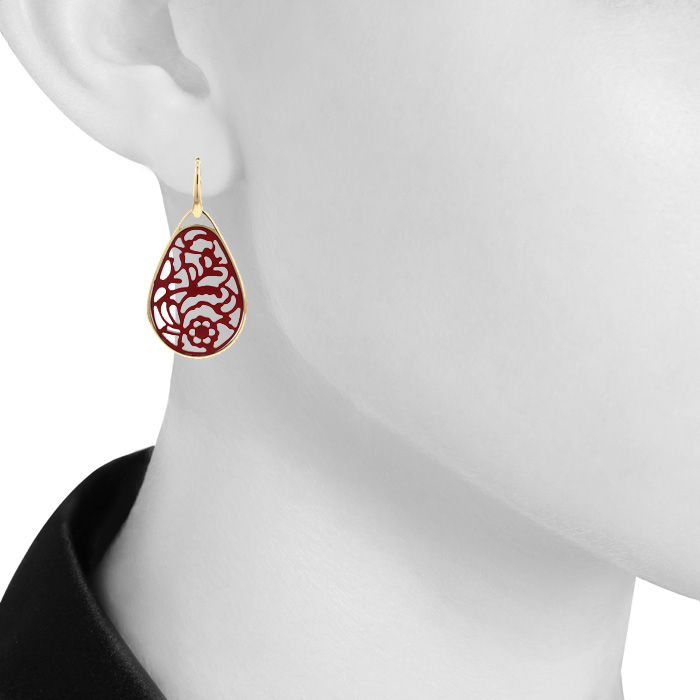 Pomellato Victoria pendants earrings in pink gold and resin - Detail D1