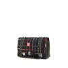 Borsa a tracolla Chanel Timeless jumbo Metiers D'Arts 2017 in tweed trapuntato blu marino rosso e bianco e pelle nera - 00pp thumbnail