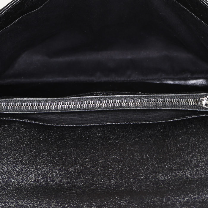 Saint Laurent College shoulder bag in black chevron quilted leather - Detail D3