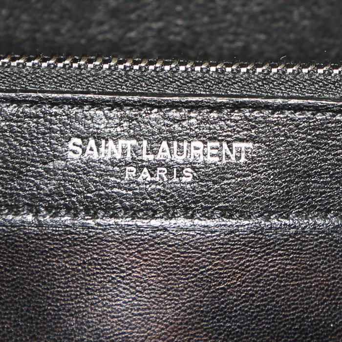 Saint Laurent College shoulder bag in black chevron quilted leather - Detail D4