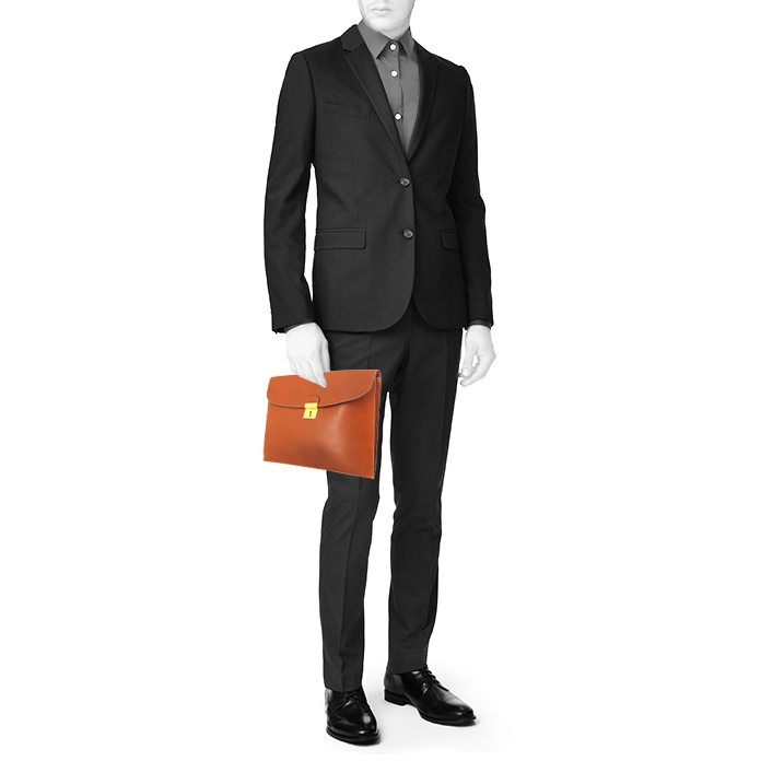 Porte-documents Hermès en cuir epsom gold - Detail D1