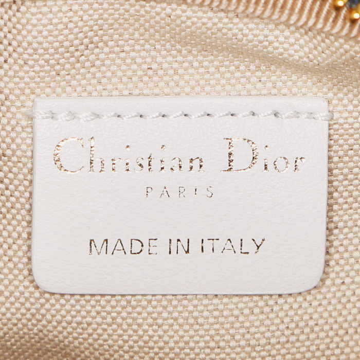 Dior Bowling handbag micro in blue and white leather - Detail D4