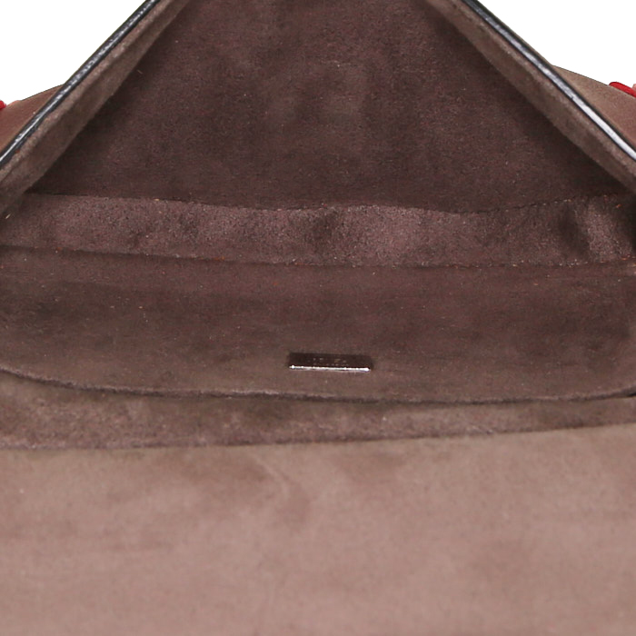 Sac bandoulière Fendi Baguette Double Sided en cuir bordeaux et cuir rose-poudre - Detail D3