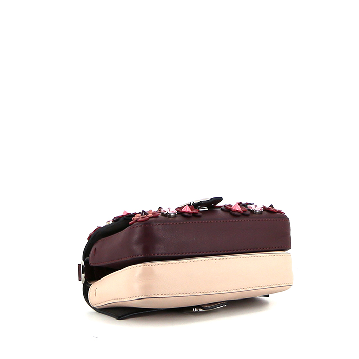 Sac bandoulière Fendi Baguette Double Sided en cuir bordeaux et cuir rose-poudre - Detail D5
