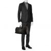 Bolsa de viaje Louis Vuitton Keepall 55 cm en cuero negro - Detail D1 thumbnail
