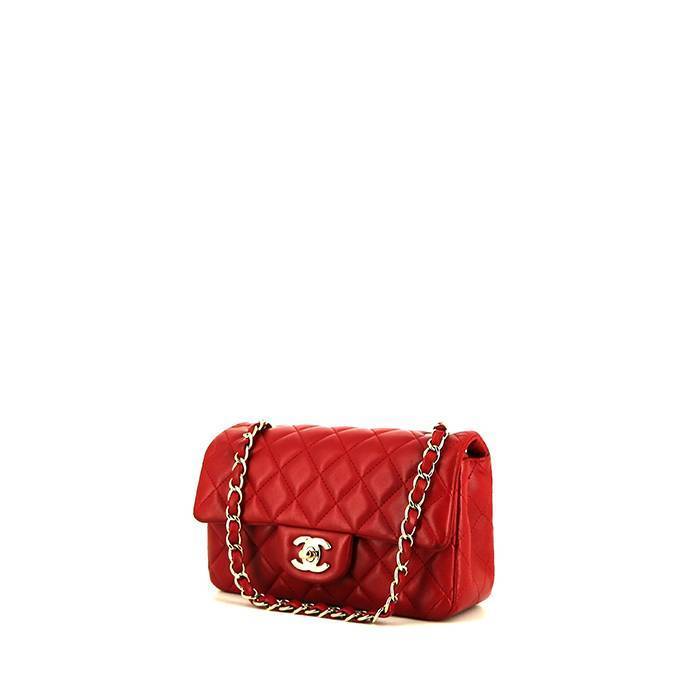 Chanel Dark Red Quilted Patent Leather Classic Square Mini Flap Bag