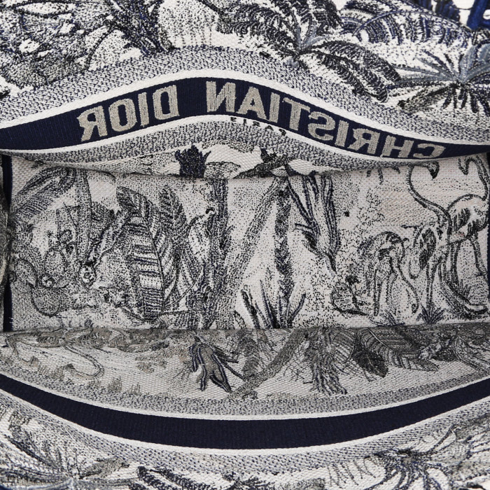 Sac cabas Dior Book Tote grand modèle en tissu brodé bleu et blanc - Detail D2