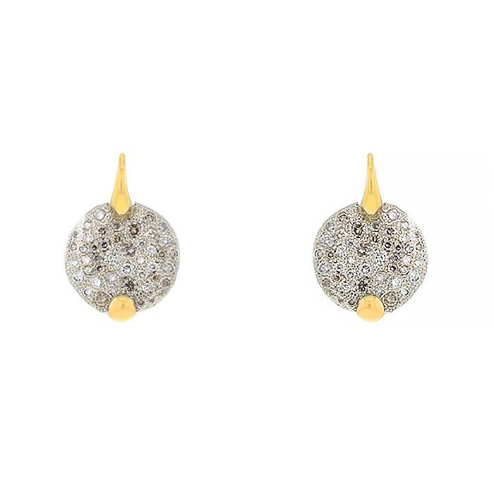 Pomellato Sabbia large model earrings in white gold,  yellow gold and diamonds - 00pp