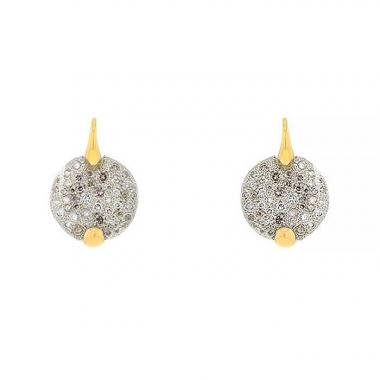 Pendientes Pomellato Sabbia modelo grande en oro blanco,  oro amarillo y diamantes marrones