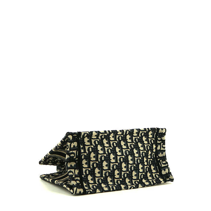 Sac cabas Dior Book Tote petit modèle en toile monogram bleue et beige - Detail D4