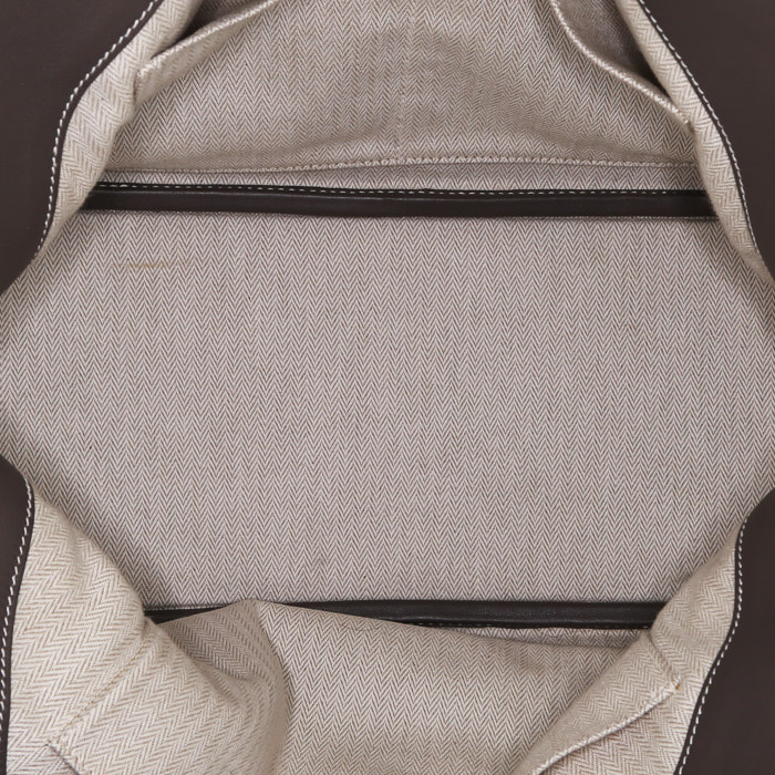 Sac de voyage Hermes Bolide - Travel Bag en cuir Swift étoupe - Detail D2