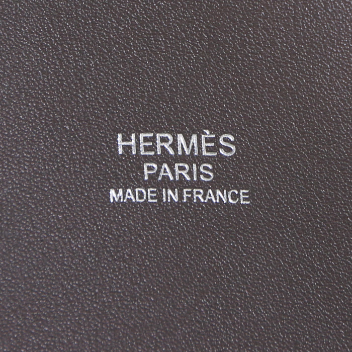 Sac de voyage Hermes Bolide - Travel Bag en cuir Swift étoupe - Detail D3