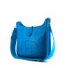 Bolso bandolera Hermès Evelyne modelo pequeño en cuero togo azul - 00pp thumbnail