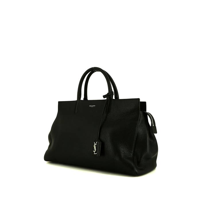 Saint Laurent Rive Gauche handbag in black grained leather - 00pp