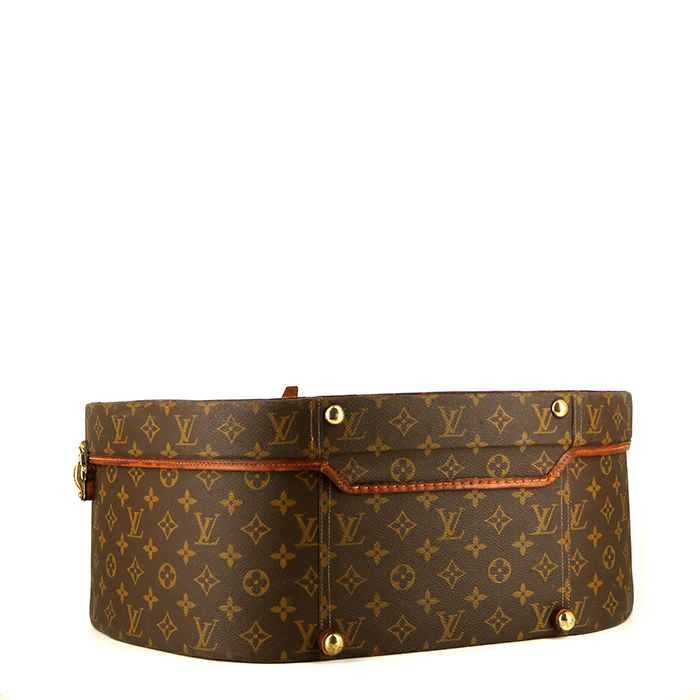 Louis Vuitton Boîte chapeau 40 cm in brown monogram canvas and natural leather - Detail D4