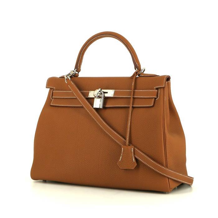 Hermes Kelly 32 cm handbag in gold togo leather - 00pp