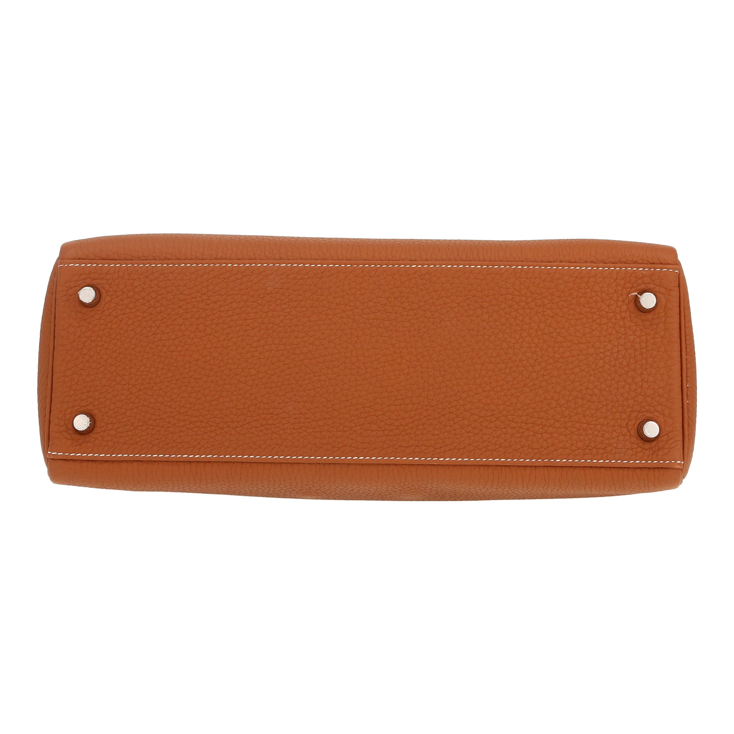 Bolso de mano Hermes Kelly 32 cm en cuero togo color oro - Detail D1