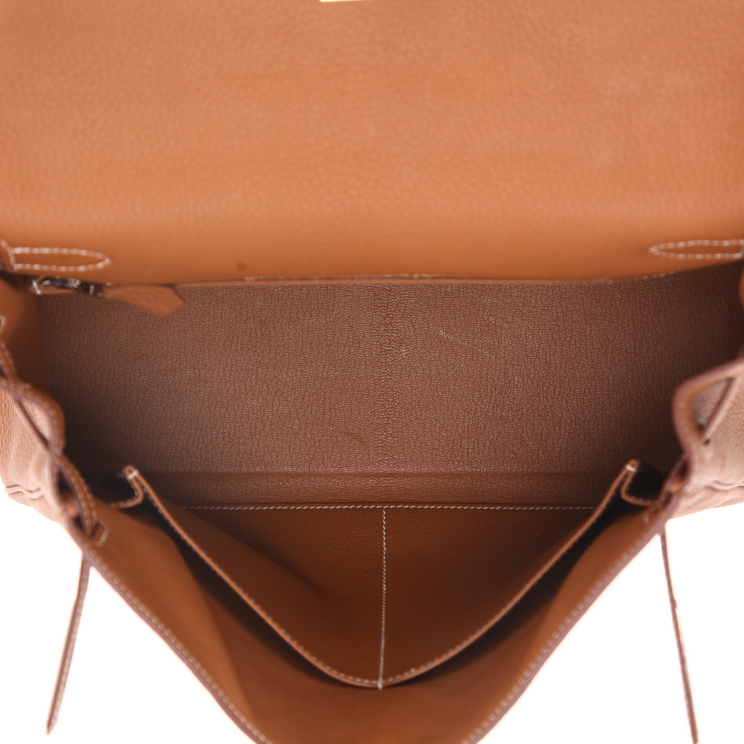 Bolso de mano Hermes Kelly 32 cm en cuero togo color oro - Detail D3