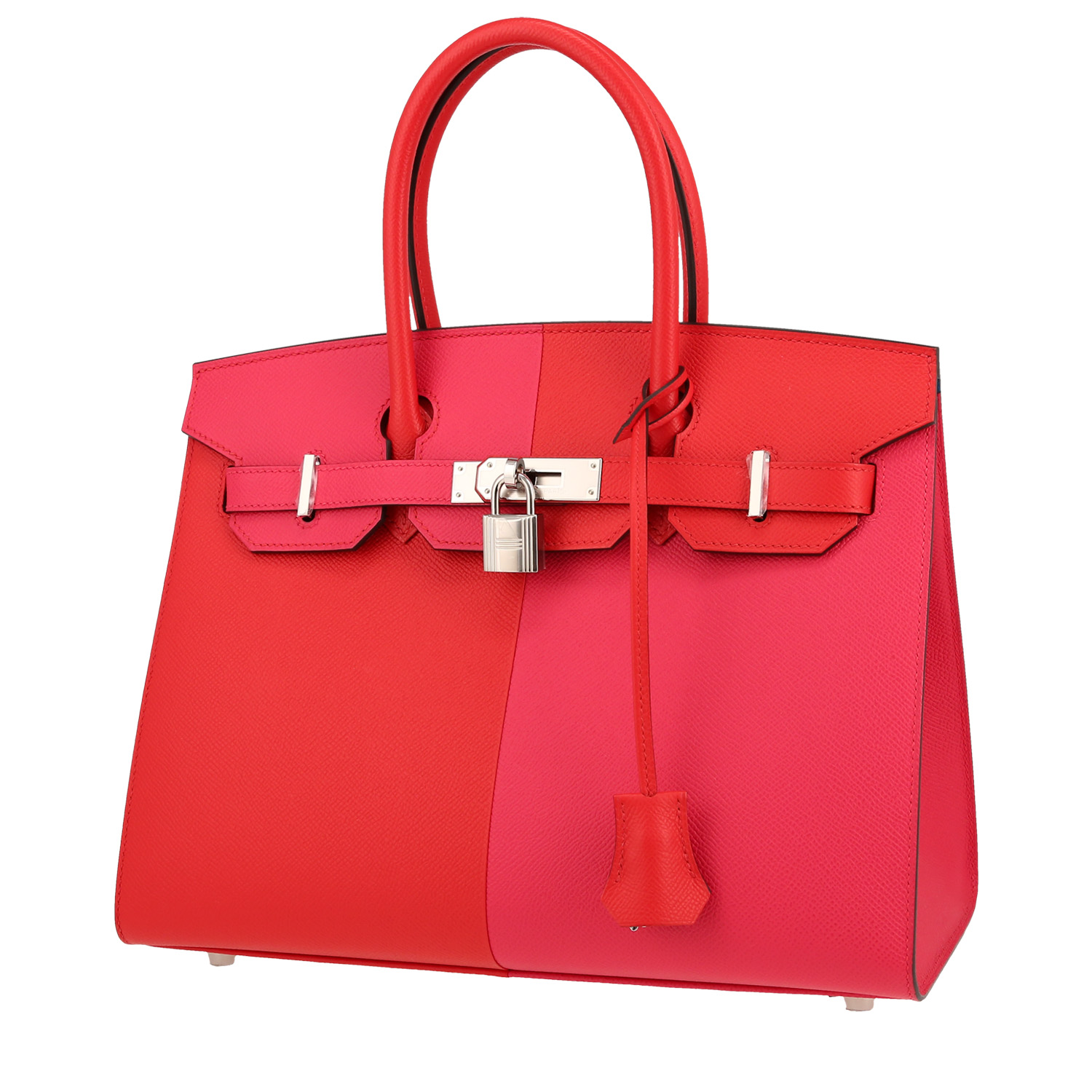 Hermès Birkin Casaque 30 cm handbag in rouge de coeur and rose Extreme epsom leather - 00pp