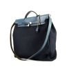Hermes Herbag shoulder bag in navy blue canvas and navy blue leather - 00pp thumbnail