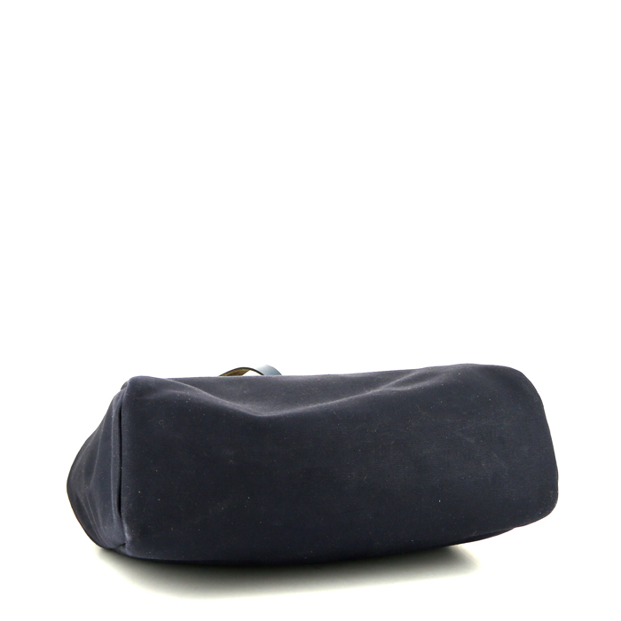 Hermes Herbag shoulder bag in navy blue canvas and navy blue leather - Detail D5