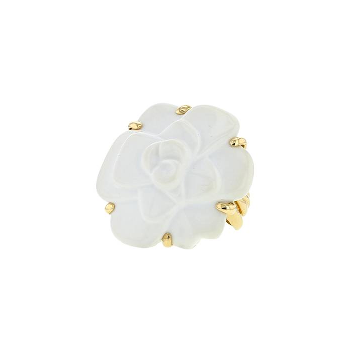 Chanel Camelia large model ring in yellow gold and agate - 00pp
