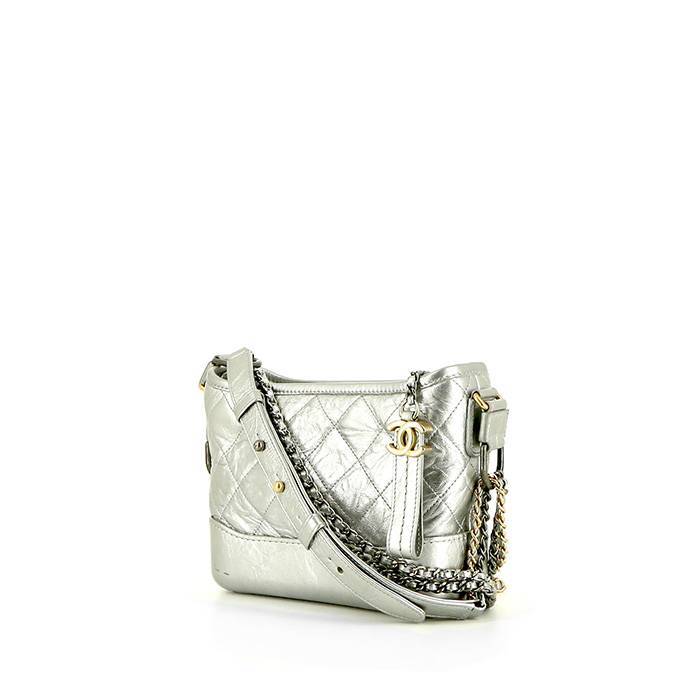 Chanel Gabrielle  shoulder bag in metallic grey quilted leather - 00pp