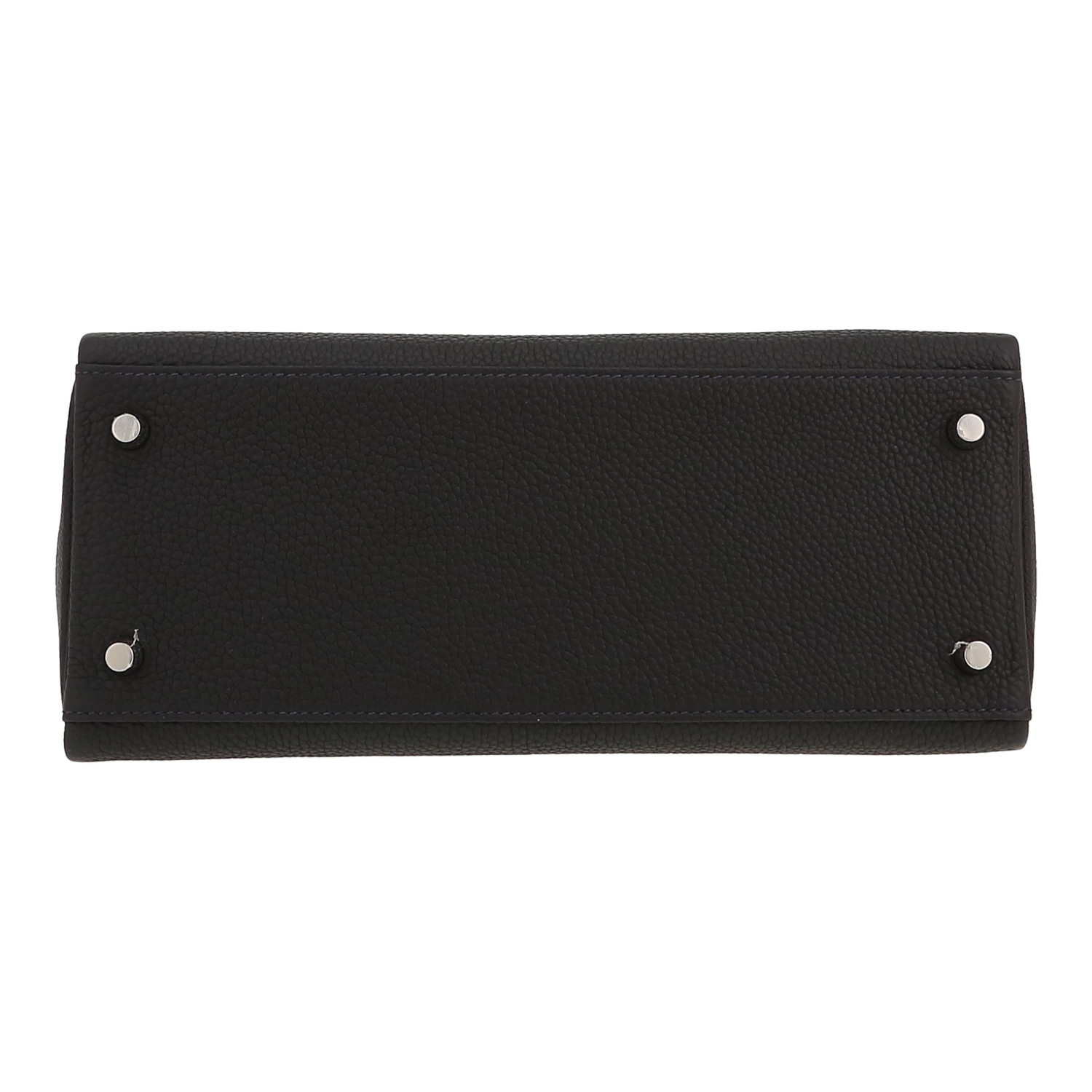 Bolso de mano Hermès Kelly 28 cm en cuero togo azul - Detail D1