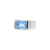 Vintage signet ring in platinium,  aquamarine and diamonds - 00pp thumbnail