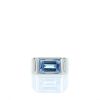 Anello con sigillo Vintage in platino,  acquamarina e diamanti - 360 thumbnail