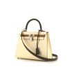 Hermes Kelly 25 cm handbag in white, anthracite grey and gold epsom leather - 00pp thumbnail