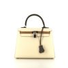 Hermes Kelly 25 cm handbag in Nata white, anthracite grey and gold epsom leather - 360 thumbnail
