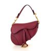 Dior Saddle mini handbag in burgundy leather - 360 thumbnail