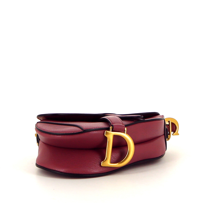 Borsa Dior Saddle mini in pelle bordeaux - Detail D4