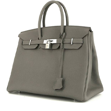 Borsa Hermes Birkin 35 cm in pelle togo grigia stagna