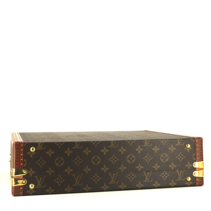 Louis Vuitton  President suitcase  in brown monogram canvas  and natural leather - Detail D4