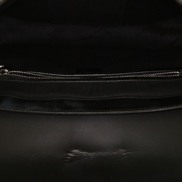 Bolso bandolera Gucci Messenger en tejido "sûpreme GG" gris antracita y cuero negro - Detail D2