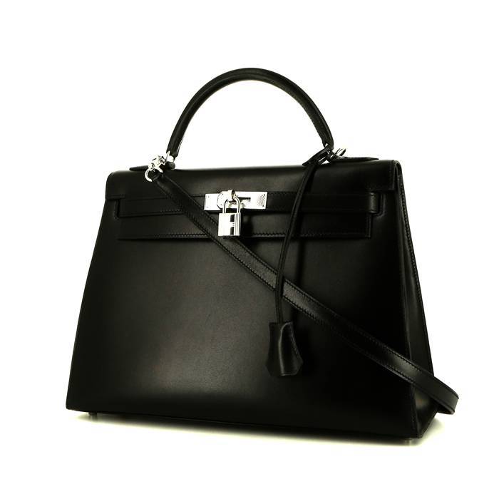 Hermes Kelly 32 cm handbag in black box leather - 00pp