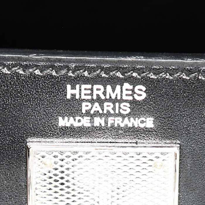 Bolso de mano Hermes Kelly 32 cm en cuero box negro - Detail D4