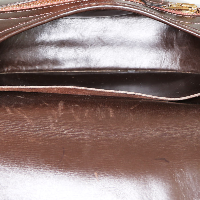 Borsa a spalla Hermes Balle De Golf in pelle box marrone - Detail D2