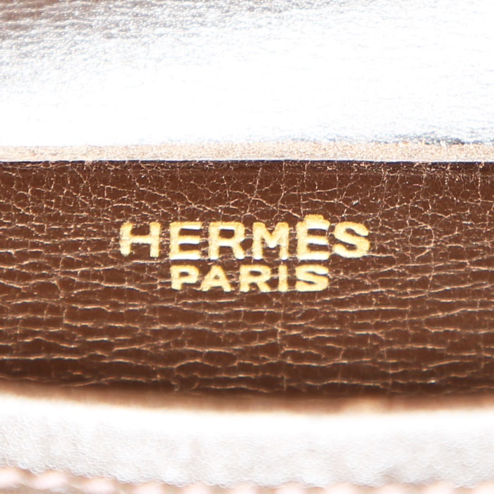 Borsa a spalla Hermes Balle De Golf in pelle box marrone - Detail D3