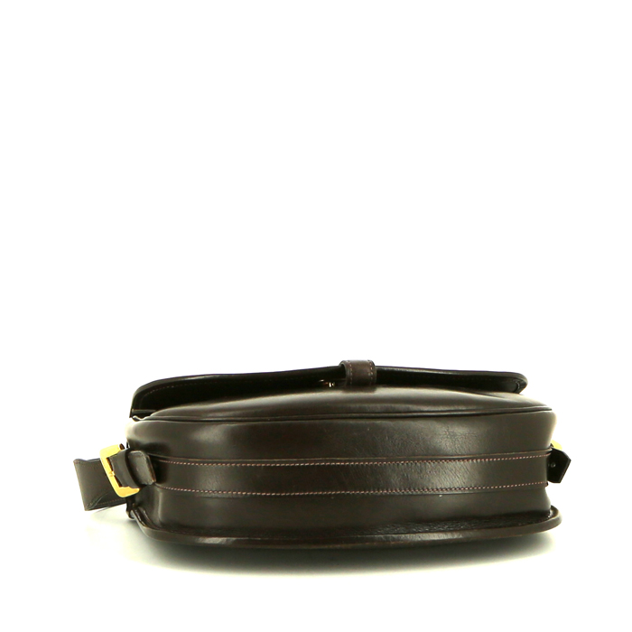 Borsa a spalla Hermes Balle De Golf in pelle box marrone - Detail D4