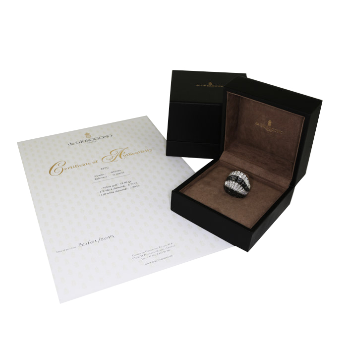 Bague De Grisogono Ventaglio grand modèle en or blanc,  diamants blancs et diamants noirs - Detail D2