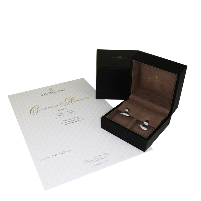 Pendientes De Grisogono Ventaglio modelo mediano en oro blanco,  diamantes blancos y diamantes negros - Detail D2