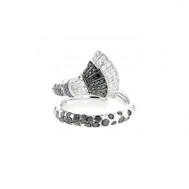 Sortija De Grisogono Ventaglio en oro blanco,  diamantes blancos y diamantes negros