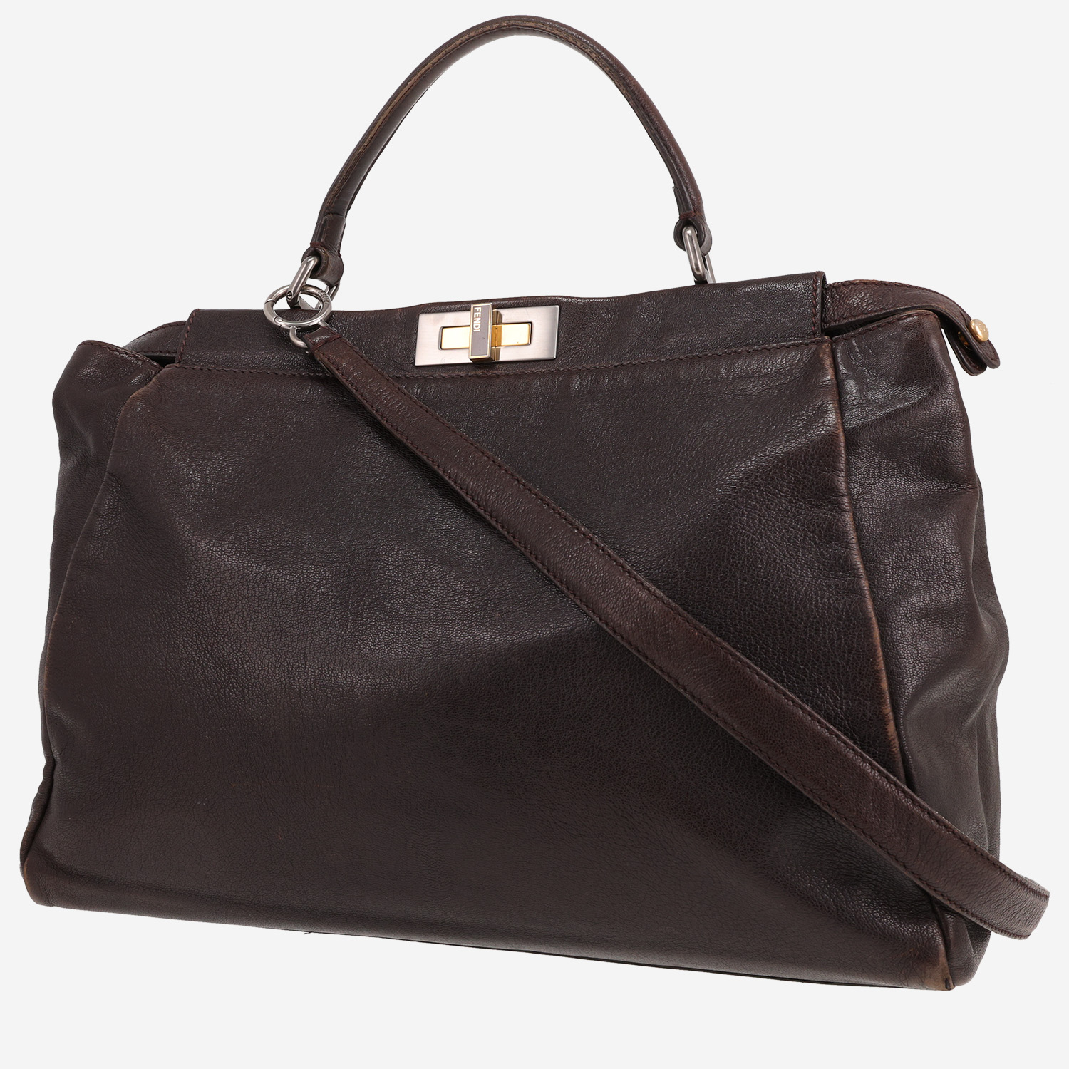 Fendi Peekaboo large model handbag in brown leather