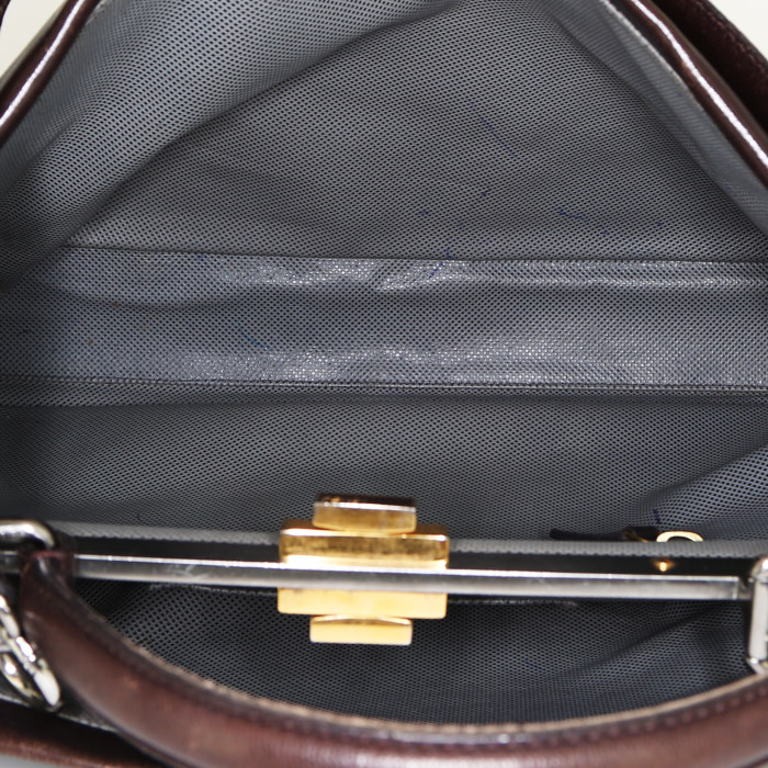 Fendi  Peekaboo large model  handbag  in brown leather - Detail D3