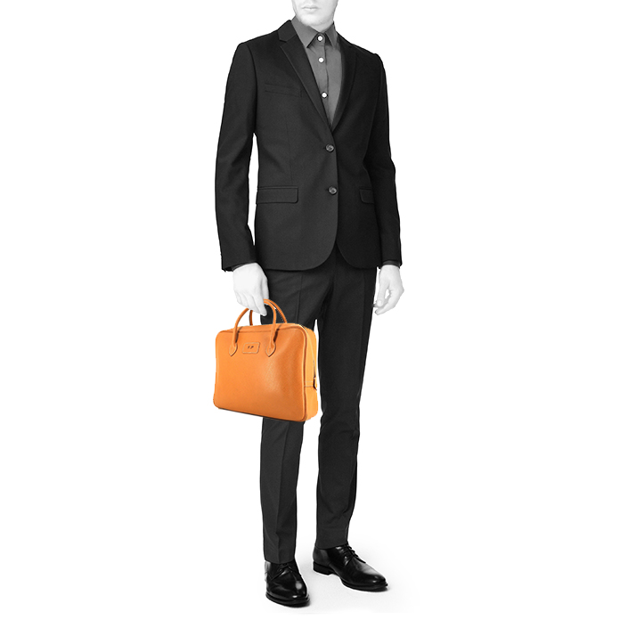 Hermes Plume briefcase in gold Fjord leather - Detail D1