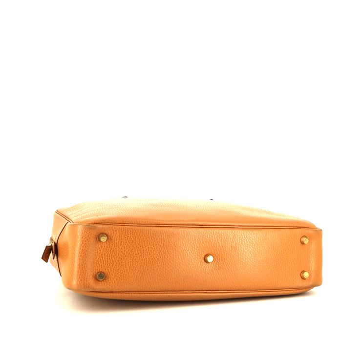 Hermes Plume briefcase in gold Fjord leather - Detail D4