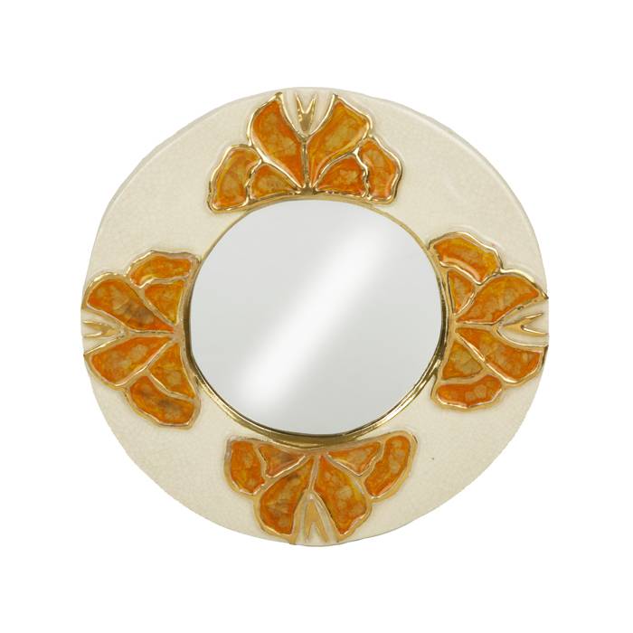 Mithé Espelt, "Iris" mirror, in embossed and glazed earthenware, crystallized glass, model designed in the end of the 1980’s - 00pp